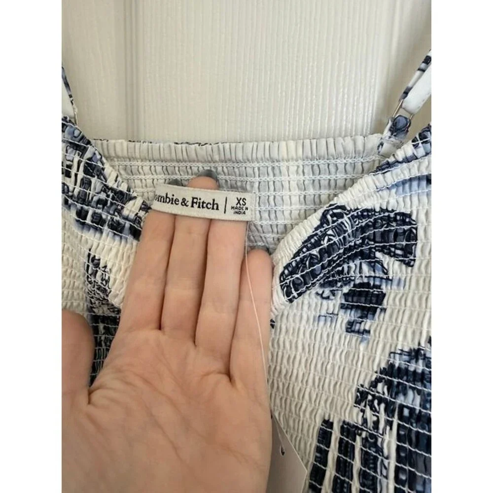 NWT Abercrombie & Fitch Women's Dipped-Waist Smocked Midi Dress